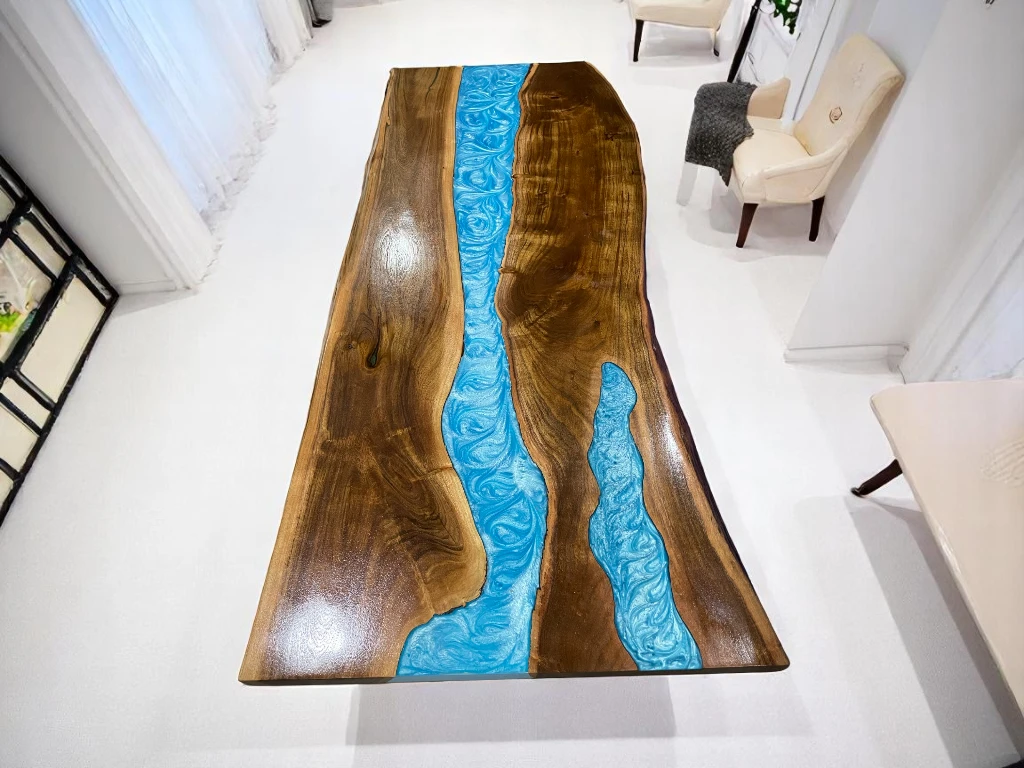 Made To Order Live Edge Epoxy Table with Metal Legs